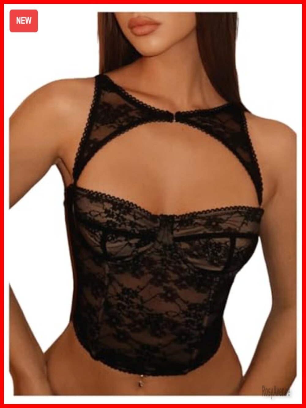 Lace Cut Out Bustier Corset Tank Top Sexy Going Out Slim Fit